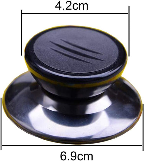 2 Sets Universal Pot Lid Cover Knob Handle Cookware Universal Replacement Pot Grip Knob Cap 2.7" Stainless Steel Base, Black+Silver...