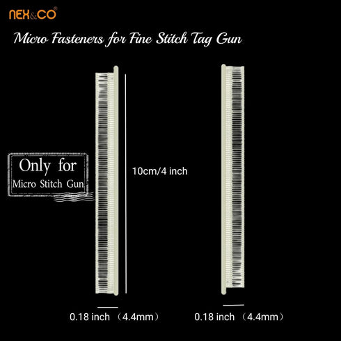 NEX&CO Micro Stitch Fastener Refills, 10000 Pcs 4.4mm 0.18inch Fine Stitch Gun Fasteners, Invisible Tagging Gun Clothing Tag Barbs Attachments for...
