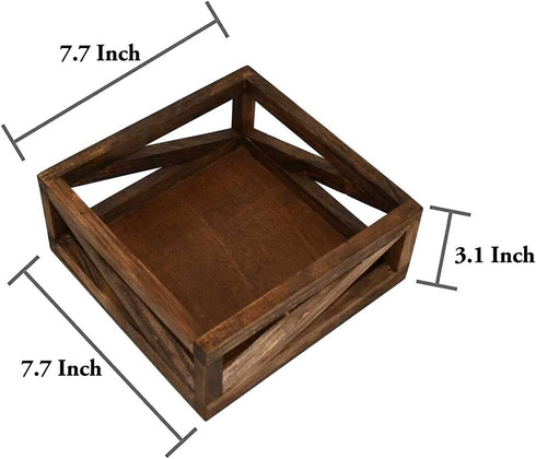 OwlGift Rustic Brown Flat Napkin Holder Solid Wood for Kitchen Table and Countertops, Christmas Napkin Holder Farmhouse Style and Décor for House,...