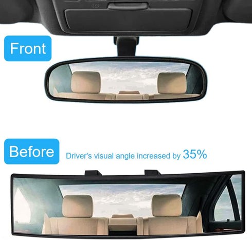 Car Rearview Mirror 12 Inch HD Glass Anti Glare Clip On Panoramic Wide Angle Car Interior Rear View Mirror Accessories for Car SUV Trucks (Blue)...