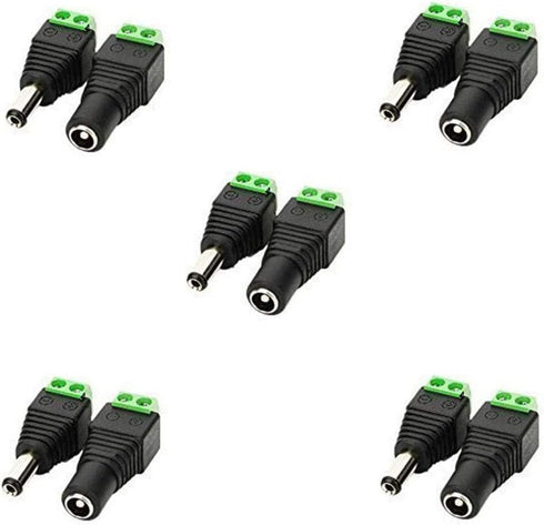 5.5mm x 2.1mm DC Barrel Jack Connector DC 12V Adapter DC Female Socket Male Plug DIY DC Terminal Connector for CCTV Camera, LED Strip Light or oth...