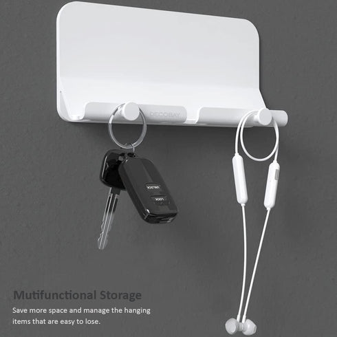D2 Wall Mount Phone Holder, Hands Free Phone Holder with Adhesive and Data Cable Receiving Hole for Shower, Charging, RV, Compatible with iPhone, ...