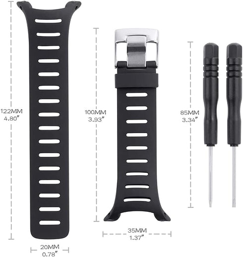 Watch Band Compatible with Suunto T1 T1C T3 T3C T3D T4C T4D, Soft Rubber Replacement Watch Strap for Suunto T Series Smart Watch, Black...