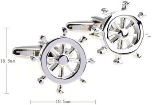 Ship Boat Wheel Pair Cufflinks in a Presentation Gift Box & Polishing Cloth...
