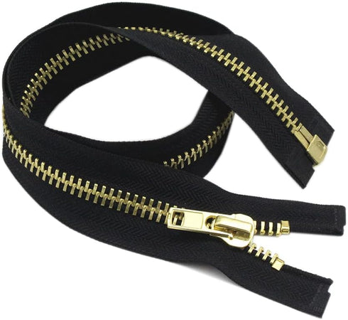 YaHoGa #10 32 Inch Brass Separating Jacket Zipper Metal Zipper Heavy Duty Metal Zippers for Jackets Sewing Coats Crafts (32" Brass)...