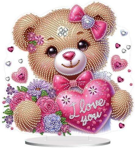 Syntego 5D DIY Teddy Bear Diamond Art Kit Crystal Embroidery Rhinestone Acrylic Table Top Decoration (Heart Bear)......