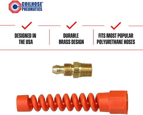 Coilhose Pneumatics PRM0404SRQ Reusable Strain Relief Fitting For 1/4-Inch Flexeel (R) Air Hose, 1/4-Inch MPT Rigid...