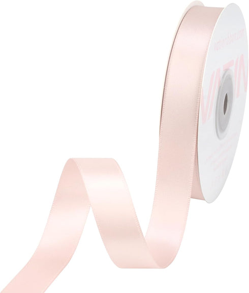 VATIN Double Face Sideshow Rose Satin Ribbon 5/8" Continuous 25 Yards,White Polyester Fabric Ribbon use for Bows Bouquet, Gift Wrapping, Floral Ar...