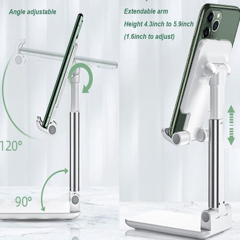 2Pack Cell Phone Stand for Desk, Adjustable Angle & Height Mobile Phone Holder Cute, Foldable Compact Desk Mount for Smartphone, Kindle under 7'' ...