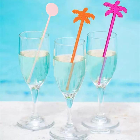 FOYARA 7 Inches Cocktail Swizzle Stick - Disc Top Drink Stirrers Plastic Coffee Whiskey Stirrers Pack of 50...