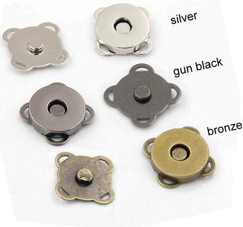 24 Sets Sew in Magnetic Plum Bag Clasps Button Snaps for Purses Handbag Clothes Scrapbooking Closure Fastener Sewing Craft DIY (Bronze) (14mm)...