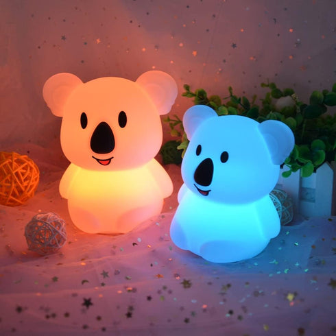 Koala Night Light for Kids Silicone Bedside Bedroom Lighting, Baby Nursery Light Sleeping NightLights, Color Changing Lamps - Eye Caring, Adjustab...