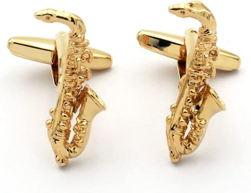 Saxophone Sax Music Pair Gold Cufflinks...