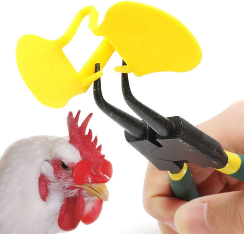 Weilan 21 Pieces Pinless Peepers with Pliers Chicken Peepers Eye Glasses Pheasant Poultry Blinders Spectacles Anti Pecking Plier Tool (Yellow,Larg...