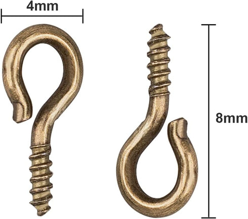 500PCS Small Screw Eye Pins, 4 x 8mm Small Eye Hooks for Jewelry Making, Eyelets Screw Threaded Clasps Hooks for Doing Art DIY, Mini Metal Hoop Pe...