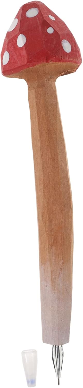 Ciieeo Mushroom Pens 5pcs Cute Holiday Stuffers Mushroom Fillers Favor Classroom Ballpoint Pens Wood Creative Lovely Handmade Writing Pen Favors S...