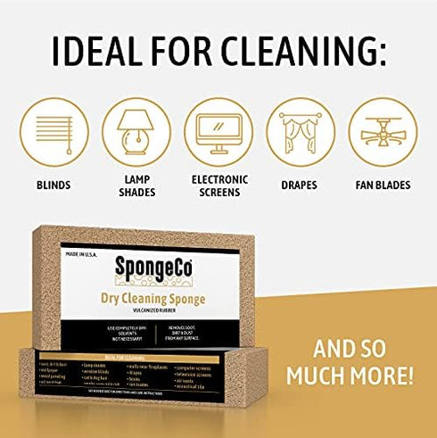 Dry Cleaning Soot Eraser Sponge - Pet Hair, Smoke, Soot, Dust and Dirt Remover - 3x6 Double, One Unit (2 Pack Single) All Natural Latex Rubber, Ma...