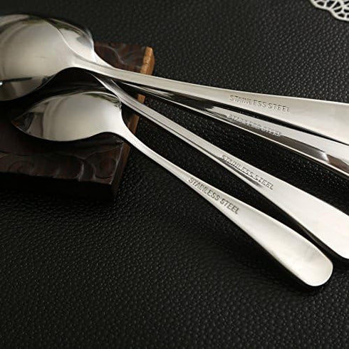 HornTide 6-Piece Soup Spoon Set Bouillon Spoon Flatware Stainless Steel Mirror Polishing 6.5-Inch 16.6cm...
