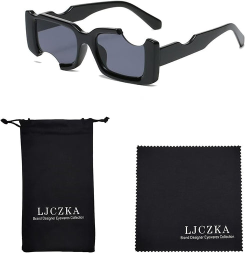 Irregular Small Rectangle Sunglasses Women Vintage Punk Sun Glasses UV Protection by LJCZKA...