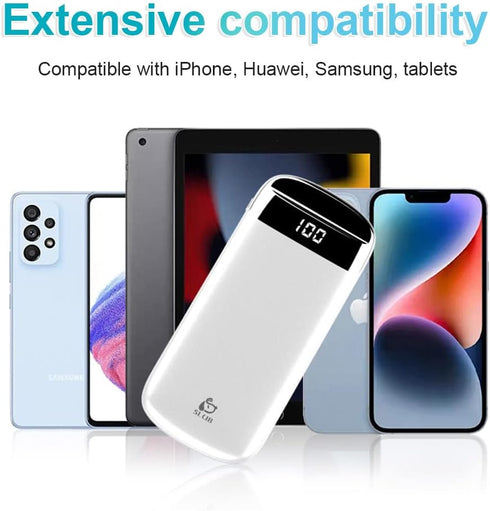 Portable Charger with Built in Cables, Portable Power Bank 10000mAh, with 2 Integrated Charging Cables, 5 Outputs, LED Display, Slim Battery Pack,...