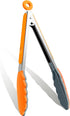 9 Inch Orange Kitchen Tongs, Cooking Tongs with Silicone Tips and Stainless Steel Handle, Non Stick Heat Resistant Tongs for Cooking, Buffet, Sala...