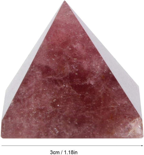 AUNMAS 3cm Quartz Pyramid, Small Strawberry Crystal Love Addition Reiki Stone Energy Tower Figurine for Home Office Decoration Ornament...