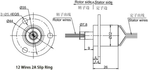 Taidacent 6 Wires12 Wires 2A 5A 10A 15A 20A 30A Slip Ring Collector Ring Rotary Electrical Contact Electrical Slip Ring Joint Rotary Connector (12...