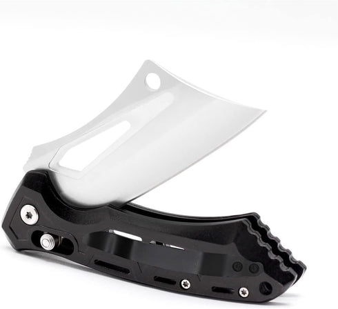 Cleaver Pocket Folding Knife for Men - 3.54" Stainless Steel Satin Blade, Aluminum Handle with Clip, EDC Knives for Outdoor, Camping...