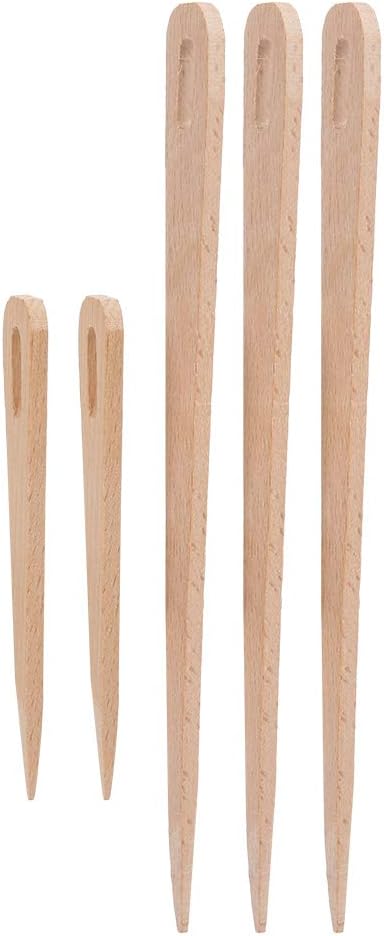 Wooden Big Eye Knitting Needles Kit, 5PCS DIY Wooden Big Eye Knitting Needles Tapestry Weaving Crafts Tools......