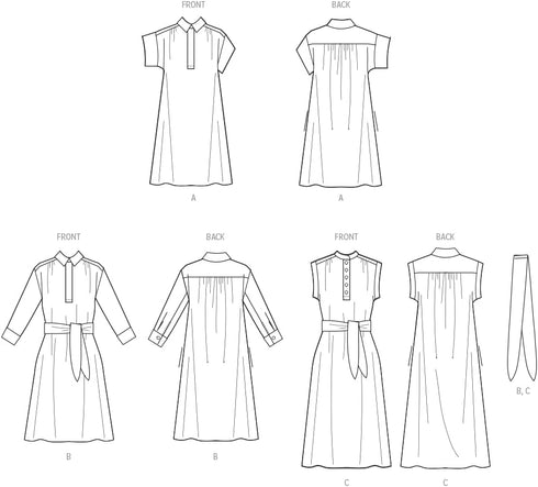 McCall's Misses' Pullover Dresses and Sash Sewing Pattern Packet, Design Code M8449, Sizes 18-20-22-24-26, Multicolor...