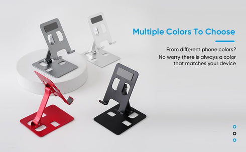 Cell Phone Stand, Foldable Aluminum Adjustable Phone Holder for Desk Portable Travel Holder Office Desk Accessories Compatible for iPhone 14 Pro M...