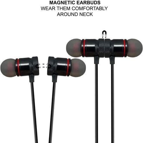 Wireless Magnetic Rechargeable Ear Buds, in line mic, Volume, Play/Pause Controls (Black)...