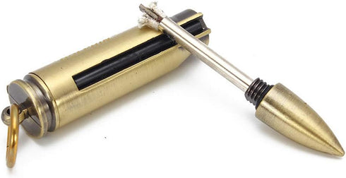Keychain Matchstick Fire Starters, Waterproof Permanent Metal Match with Flint Matchstick, Portable Kerosene Refillable Lighter for Emergency Surv...
