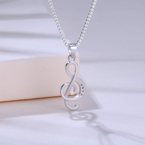 Music Note Pendant Necklace 925 Sterling Sliver Cubic Zirconia for Women Mother’s Day Valentine's Day Christmas Jewelry Gift Chain 18 Inches...