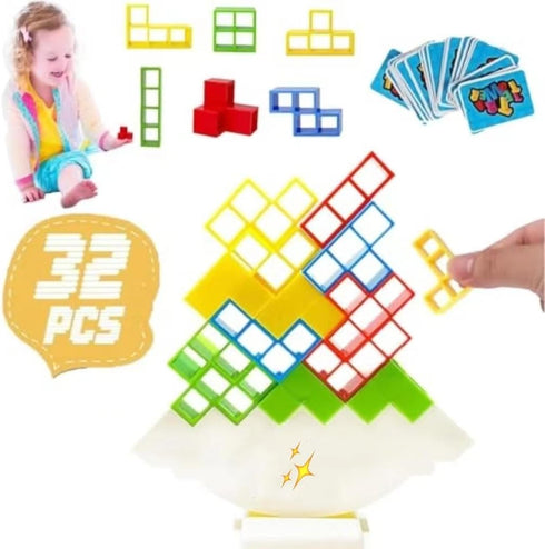 32PCS Tetra Tower Game Balance Stacking Blocks, Tetra Tower Balancing Stacking Board Games Building Blocks Puzzle Toy, Family Games Birthday for K...