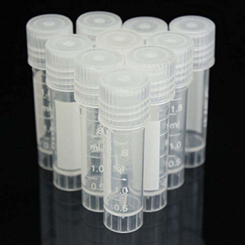100pcs 2ml Graduated Plastic Cryovial Cryogenic Vial Tube Self Standing with Cap...