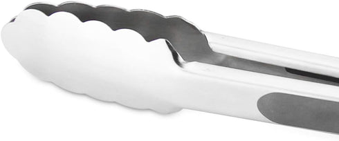 304 Stainless Steel Kitchen Cooking Tongs, 9" and 12" Set of 2 Sturdy Grilling Barbeque Brushed Locking Food Tongs with Ergonomic Grip, Grey...