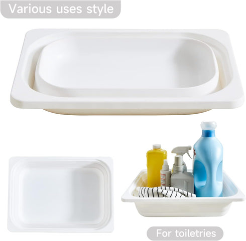 Beright Collapsible Storage Bin, Wash Basin Folding Dish Tub Sink, Space Saving for Dishing, Fruit and Camping, Hiking and Home, White, Large, 1 P...