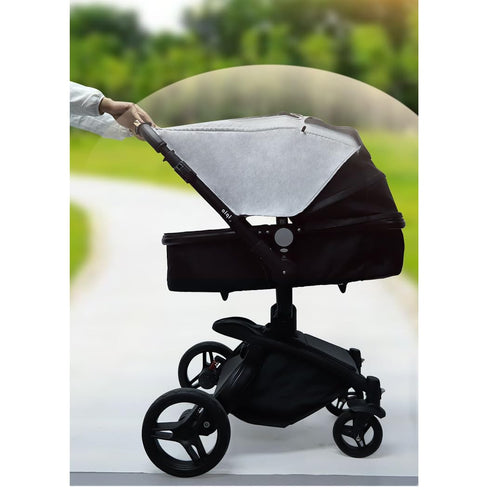 Stroller Sun Shade Universal Baby Stroller Cover for Sun Bassinet Blackout Cover (0-6m) Sunshade Visor Wind Cover Blocks Sun's Rays - Gray...