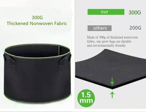 Niurui 5-Pack 5 Gallon Grow Bags 300G Thickened Nonwoven Fabric Pots Plant Grow Bags with Handles,for Low Stress Plant Training Fruits, Vegetables...