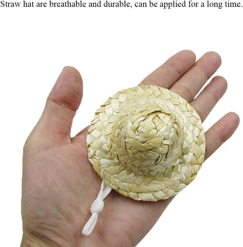 3Pcs Chicken Hats for Hen Small Animal Straw Hat Helmet for Real Chickens 3.1 Inch Mini Hamster Pet Chicken Top Hat with Adjustable Elastic Chin S...
