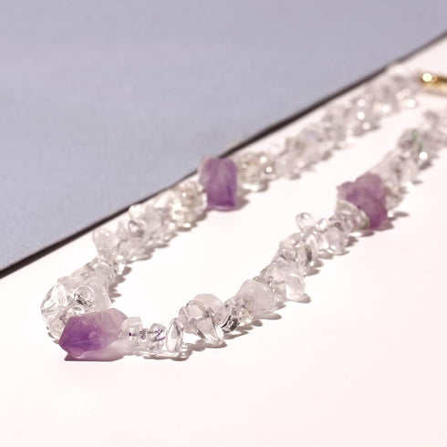 Drusy Quartz Amethyst Clear Quartz Choker Necklace for Women Healing Crystal Yoga Balance Meditation Chip Tumbled Gemstone Jewelry Gift...