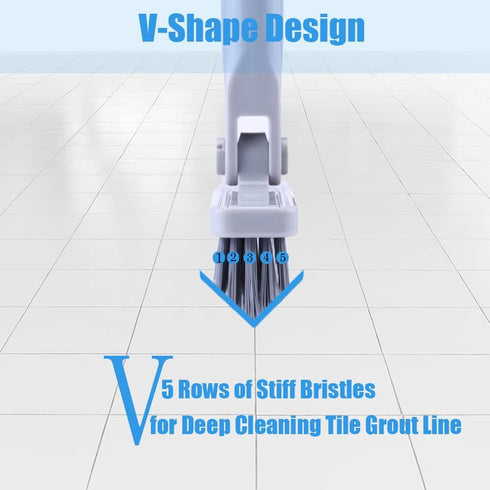 Grout Brush with Long Handle - Heavy Duty Grout Cleaner Brush for Tile Floors, Swivel Stiff Bristles Grout Scrubber Cleaning Tool, Floor Scrub Bru...