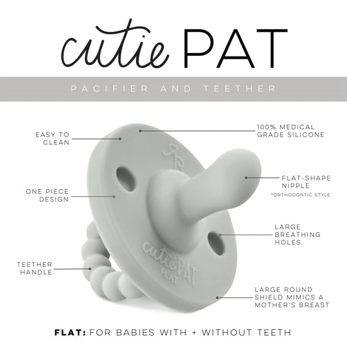 Ryan & Rose Cutie PAT Pacifier Teether (Flat, Grey)...