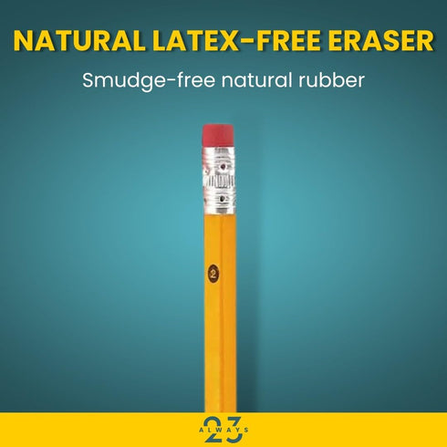WoodCased Pencils, Yellow, Pre-sharpened, Pencils with Erasers, 2 HB 12 Pack...