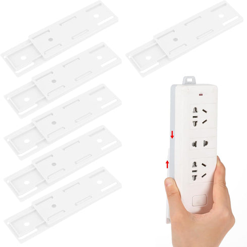 Giantree 6 Pack Self Adhesive Power Strip Holder, Power Strip Holder Desktop Mobile Punch Free Socket Holder, Desktop Socket Fixer for Kitchen Hom...
