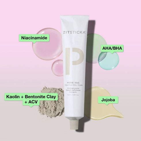 ZitSticka PORE VAC, Acid-Rich Clay Mask To Vacuum Pores + Smooth Texture | Derm-Backed (100 ml)...