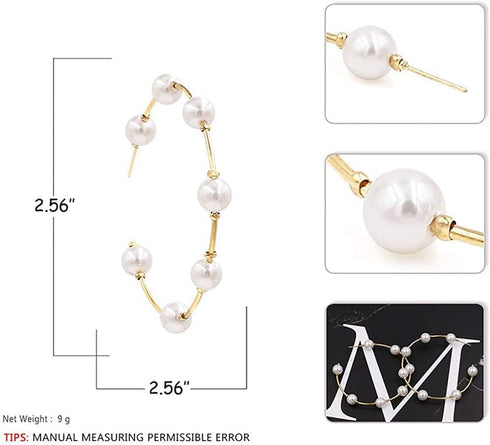 Pearl Hoop Earrings for Women Fashion Hypoallergenic Girls Pearl Earrings Drop Dangle Earrings Jewelry Gifts...