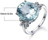Rhinestone Butterfly Ring Natural Topaz Stone Crystal Engagement Ring Charm Gemstone Ring ,Sea Blue,Size 10...