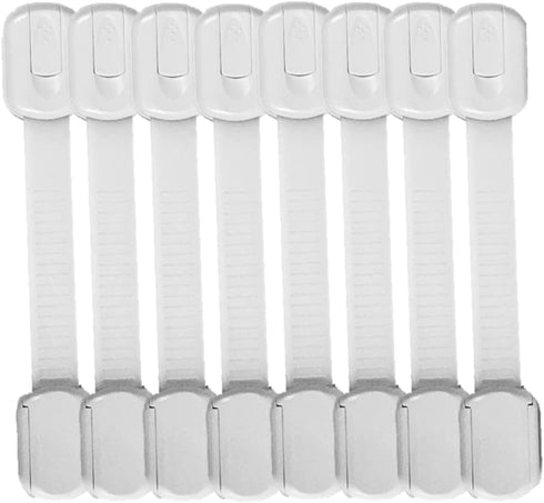 Generic Child Safety Cabinet Strap Locks - Adjustable for Closets Drawers Appliances Fridge Oven Dishwasher Toilet Windows Doors, Adhesive Pads Ea...
